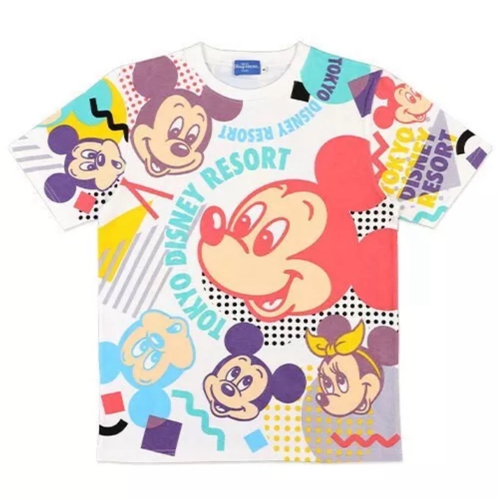 Tokyo Disney Resort Unique T-Shirt Colorful Retro Mickey White - Medium
